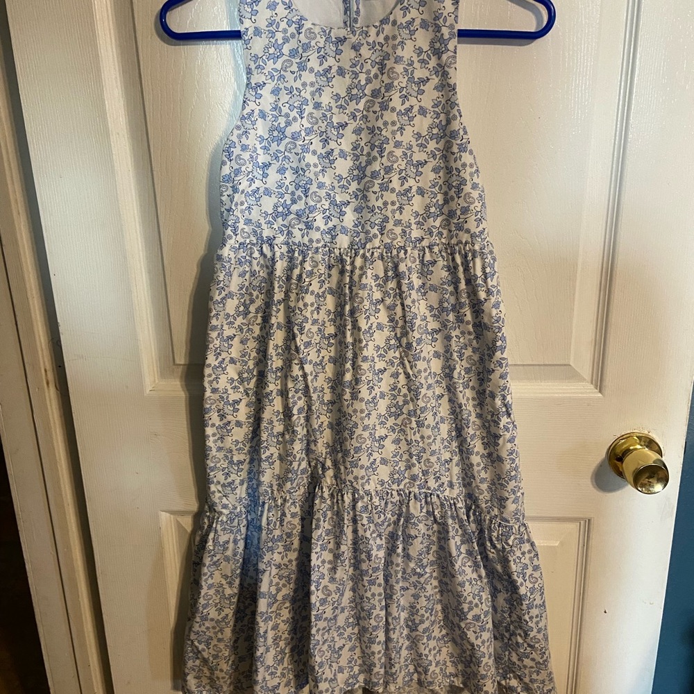 EC Abercrombie & Fitch Girls Maxi Dress Sz 9/10 Blue Floral, Excellent Condition